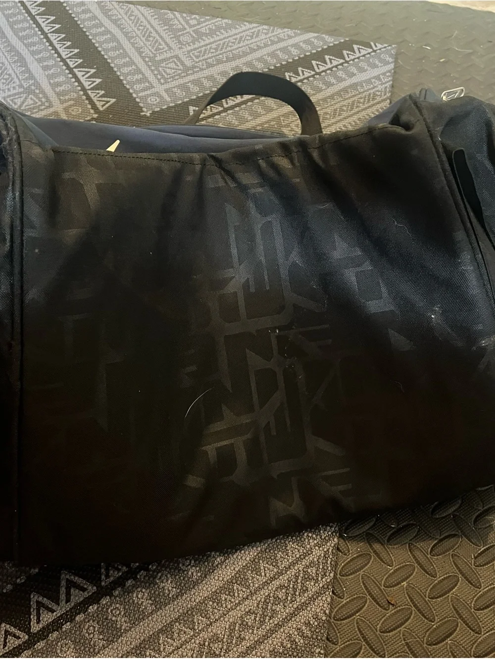 Nike Navy and Black Duffel Bag with White Swoosh